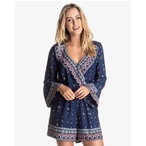 ROXY Midnight Clear Romper KANTHA PATTERN PLACEMENT MIDNI Size M NWT